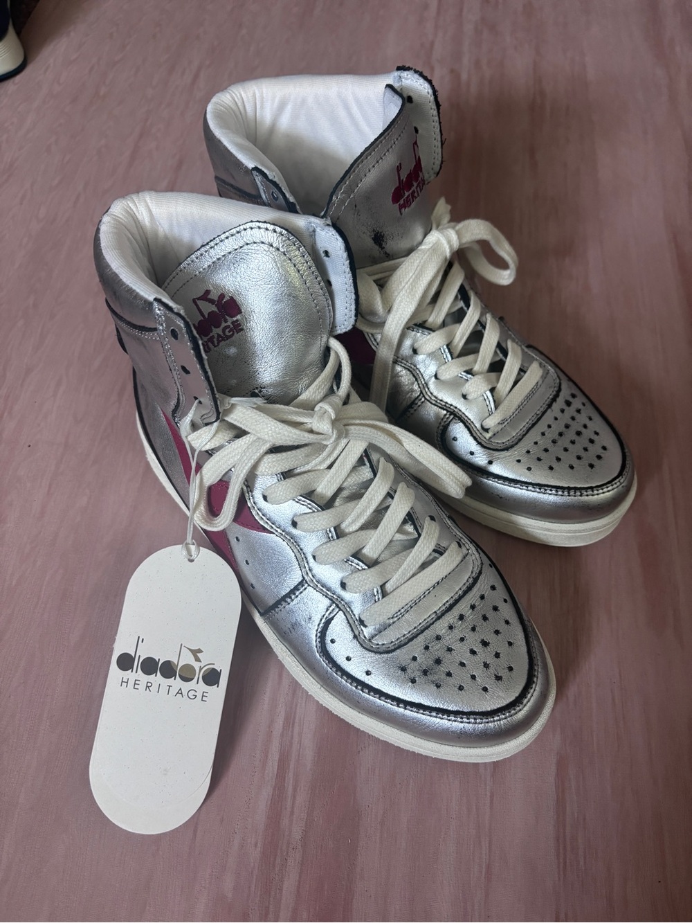 Diadora Heritage Silver High-Top Sneakers